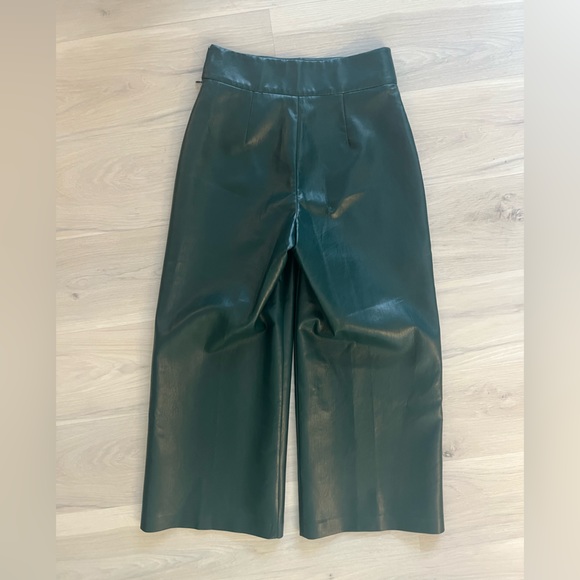 Wilfred Wide Leg Faux Leather Pants (Forest Green) - Picture 4 of 4